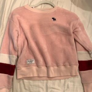 Fuzzy Pink Striped Abercrombie Kids Sweater